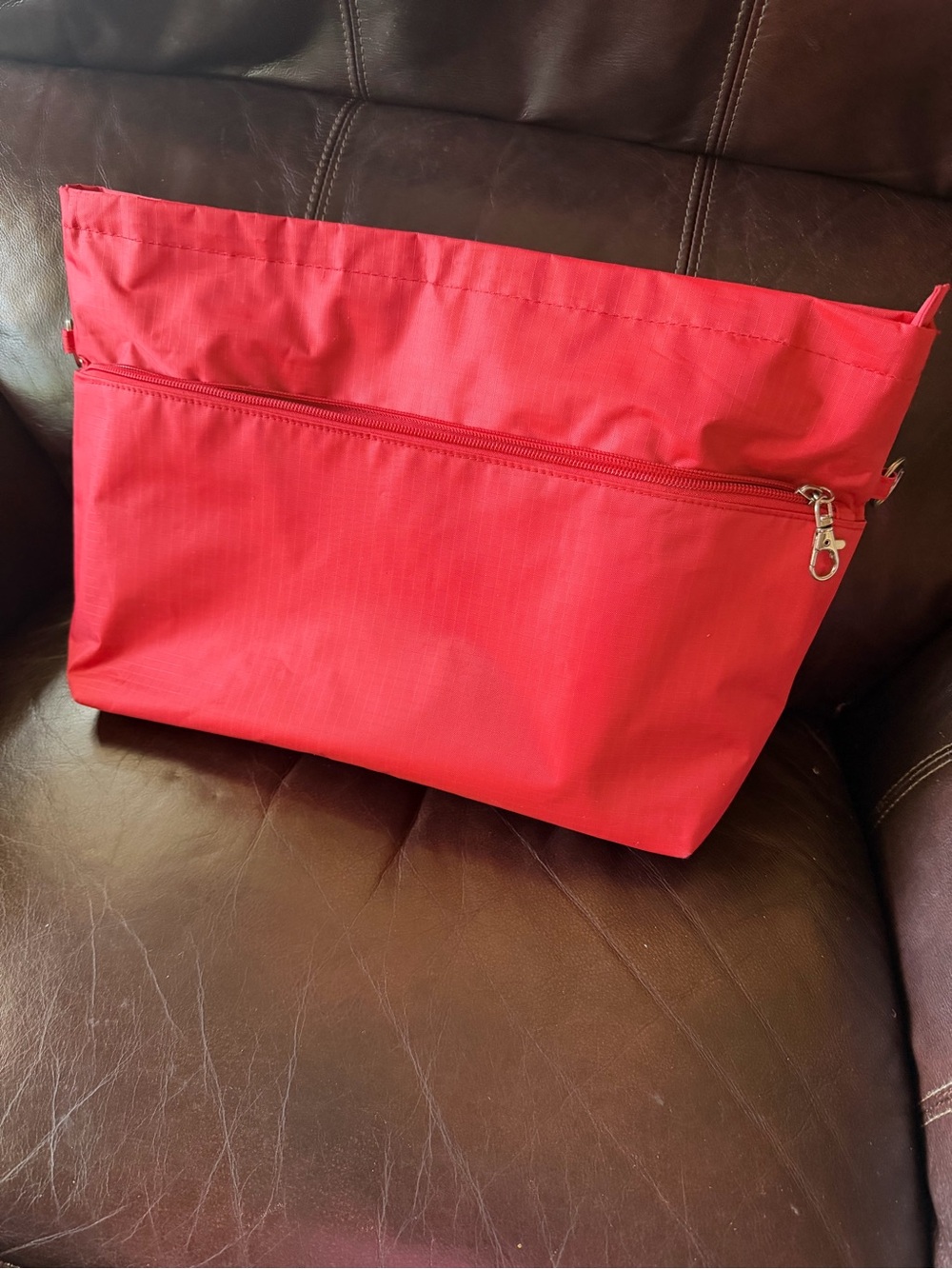 Red Zipper Tote Organizer Bag - Women's Everyday Pouch